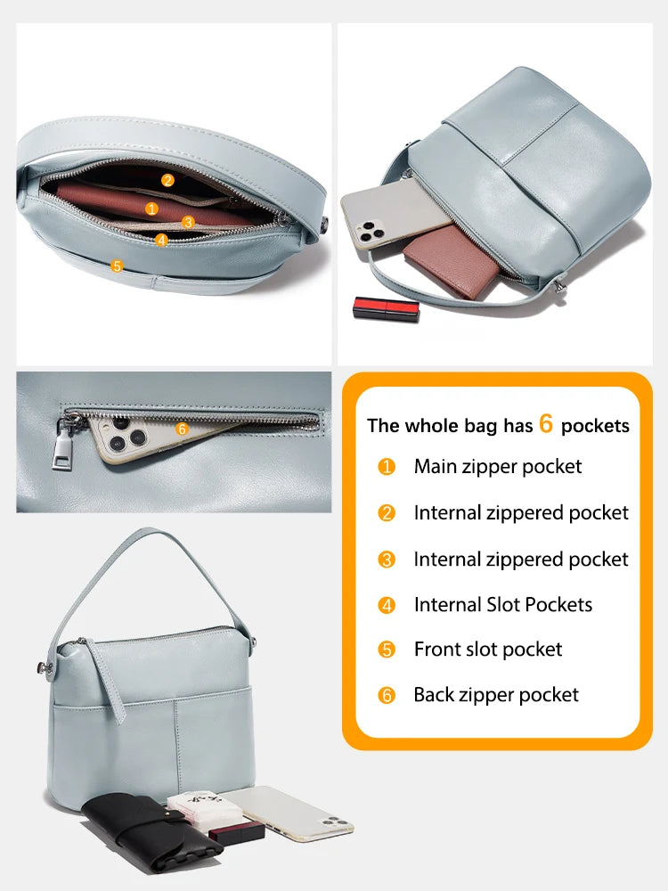 Zency Women Leather Shoulder Bag Crossbody with Long Strap