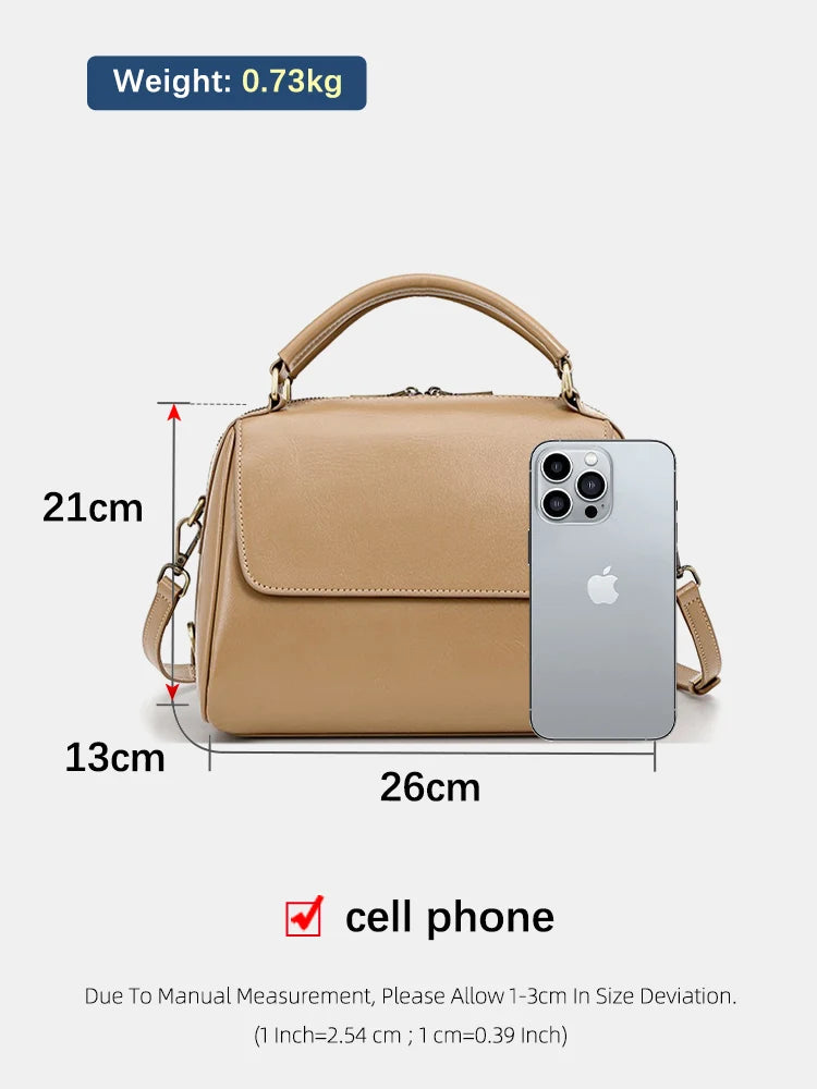 Zency Genuine Leather Women's Handbag Designer Crossbody Wide Strap Large Capacity Shoulder Bag