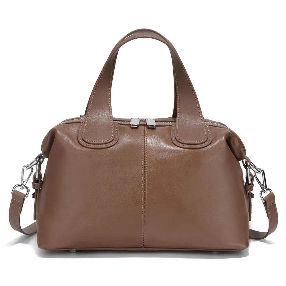 Zency Genuine Leather Top-handle Bag For Women Stylish Boston Bag