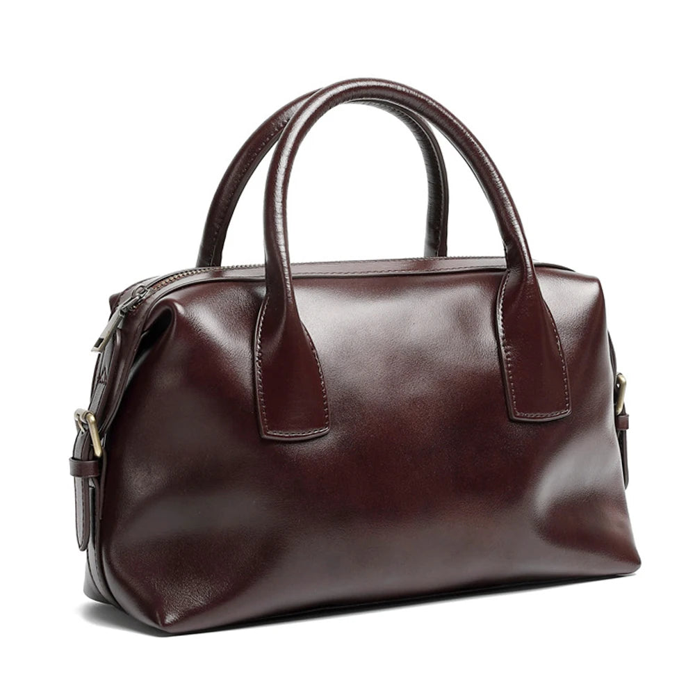 Zency Vintage Genuine Leather Top-handle Bag For Women Shoulder Handbag Crossbody
