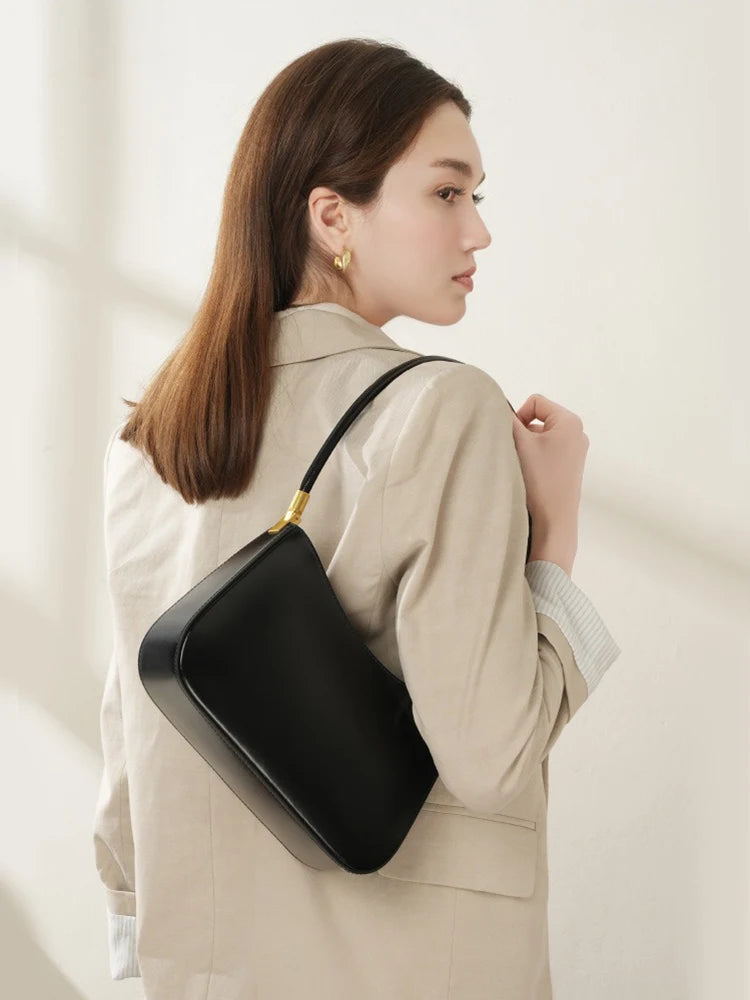 Zency French High-End Leather Underarm Bag Red Shoulder Handbag for Women for Lovers Girlfriend