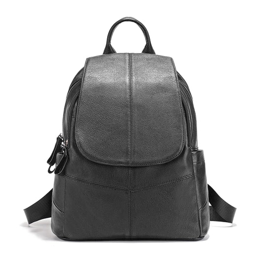 Zency 100% Genuine Leather Backpack High Quality Black Rucksack