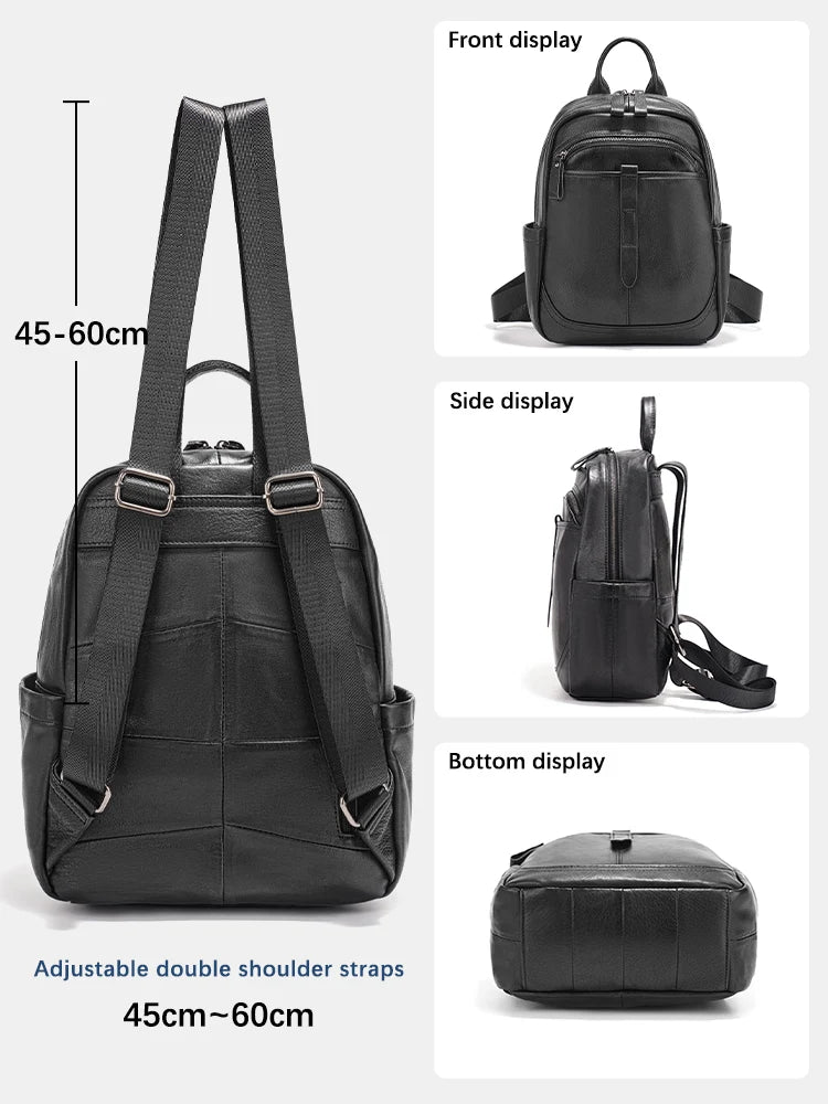 Zency Women's Genuine Leather Backpack Large Capacity for Commuter Travel Work