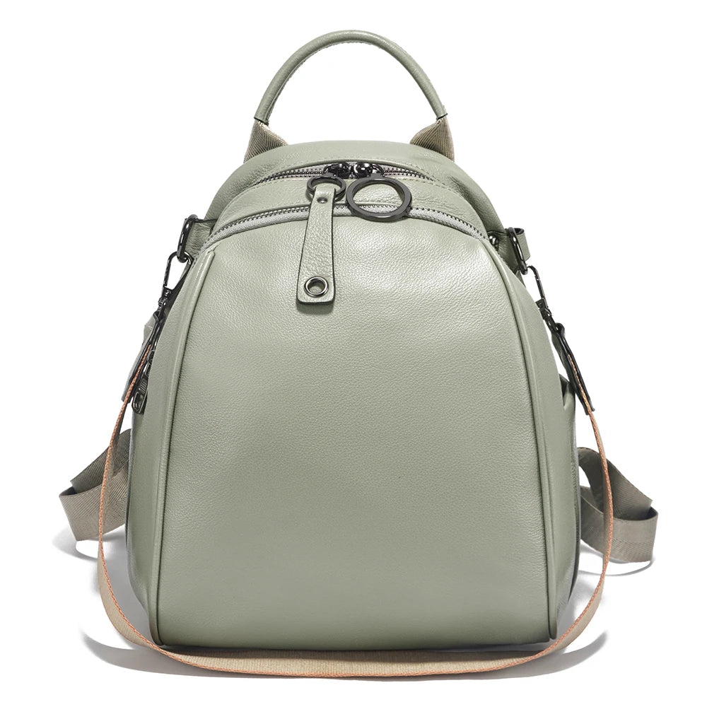 Zency Women's Soft Genuine Leather Travel Backpack Large Convertible Knapsack Multi-compartment