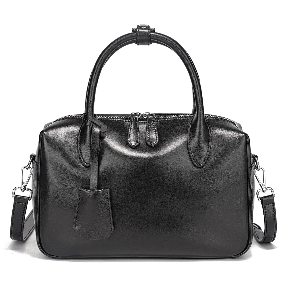 Zency Genuine Leather Vintage Designer Handbag For Women Large Capacity Shoulder Bag