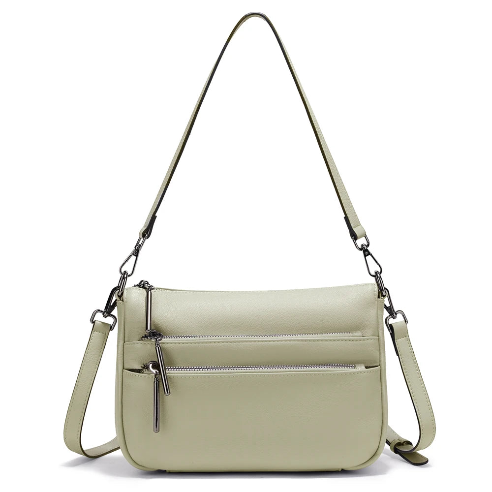Zency Simple Handbag for Women Genuine Leather Crossbody Designer