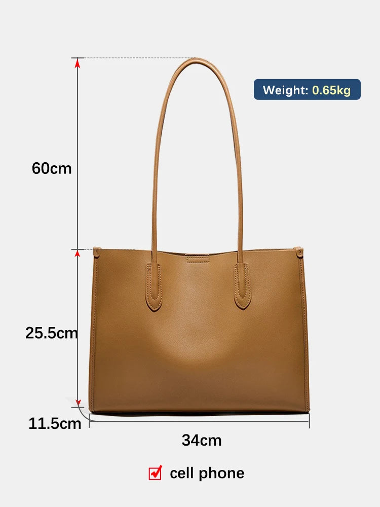 Fashion Women OL Handbag Genuine Leather Ladies Shoulder Big Tote Bag Large Capacity
