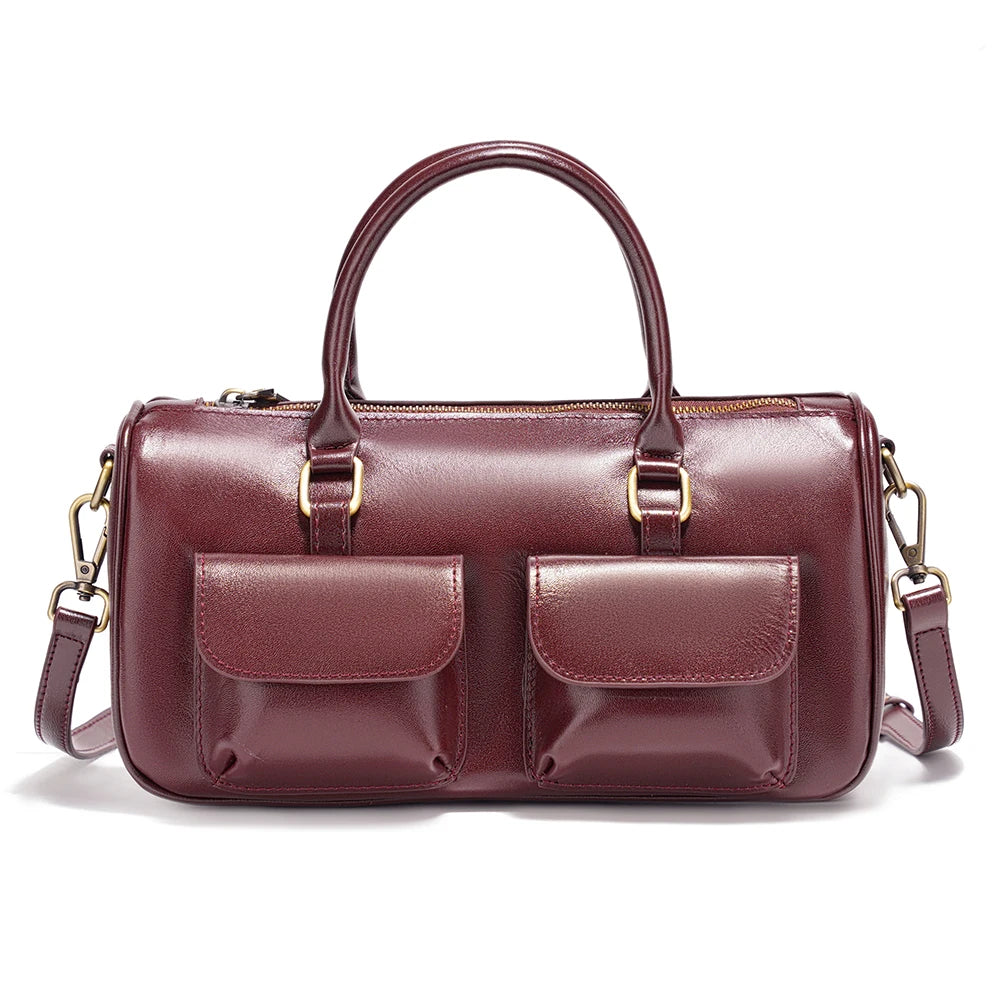 Zency Cowhide Leather Designer Handbag Women Shoulder Bag Multi-functional Crossbody Bags