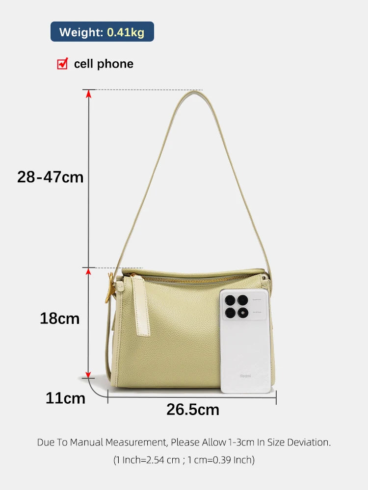 Zency Women Shoulder Bag Genuine Leather Large Minimalism  Bags for summer