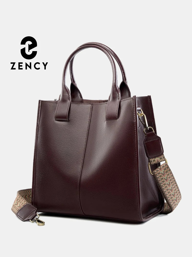 Zency Genuine Leather New Shoulder Bag Large Capacity Shopper Women Luxury Casual Handbag