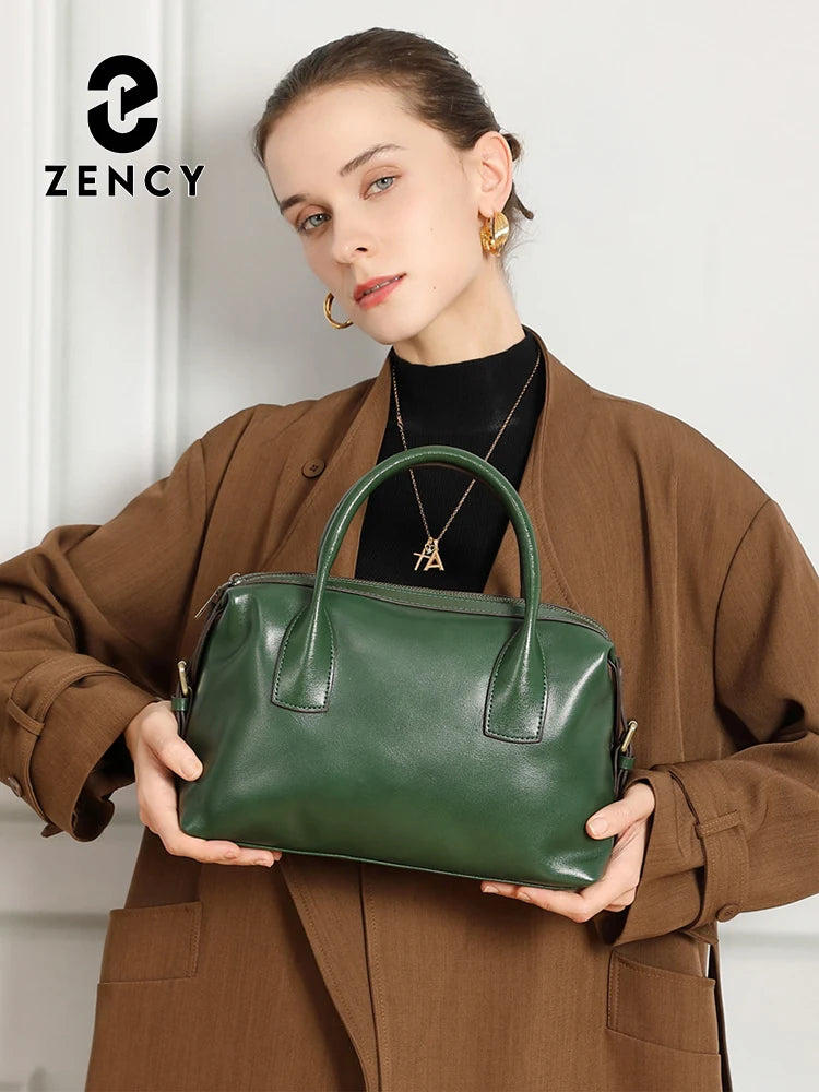 Zency Vintage Genuine Leather Top-handle Bag For Women Shoulder Handbag Crossbody