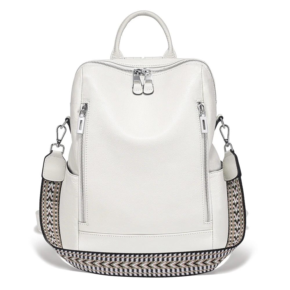 Zency Fashion Genuine Leather Backpack Convertible Shoulder Bag for Fall Winter