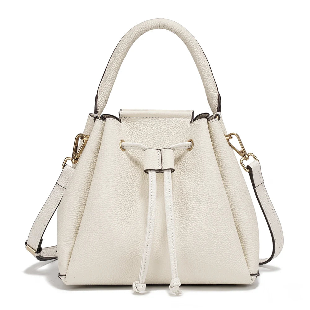Zency Women's Genuine Leather Top-Handle Bag Fashion Designer Bags Bucket Bag