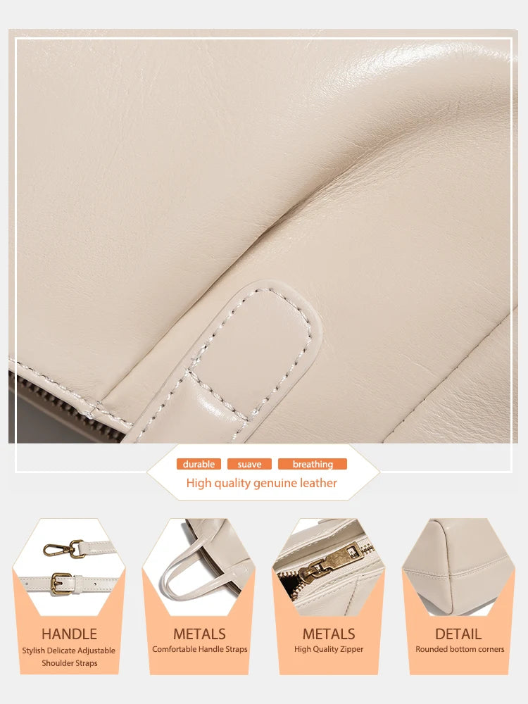 Zency Women's Genuine Leather Handbag Female Shoulder Crossbody Bags