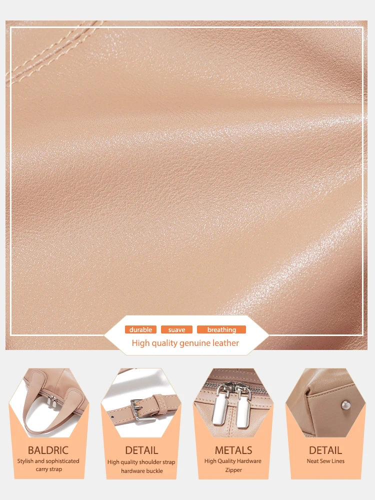 Zency Genuine Leather Top-handle Bag For Women Stylish Boston Bag