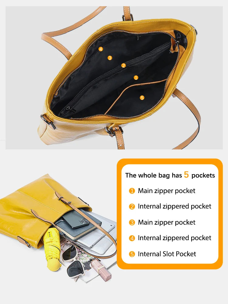 Zency Women's Tote Handbags Genuine Leather For Work Shopping Dating