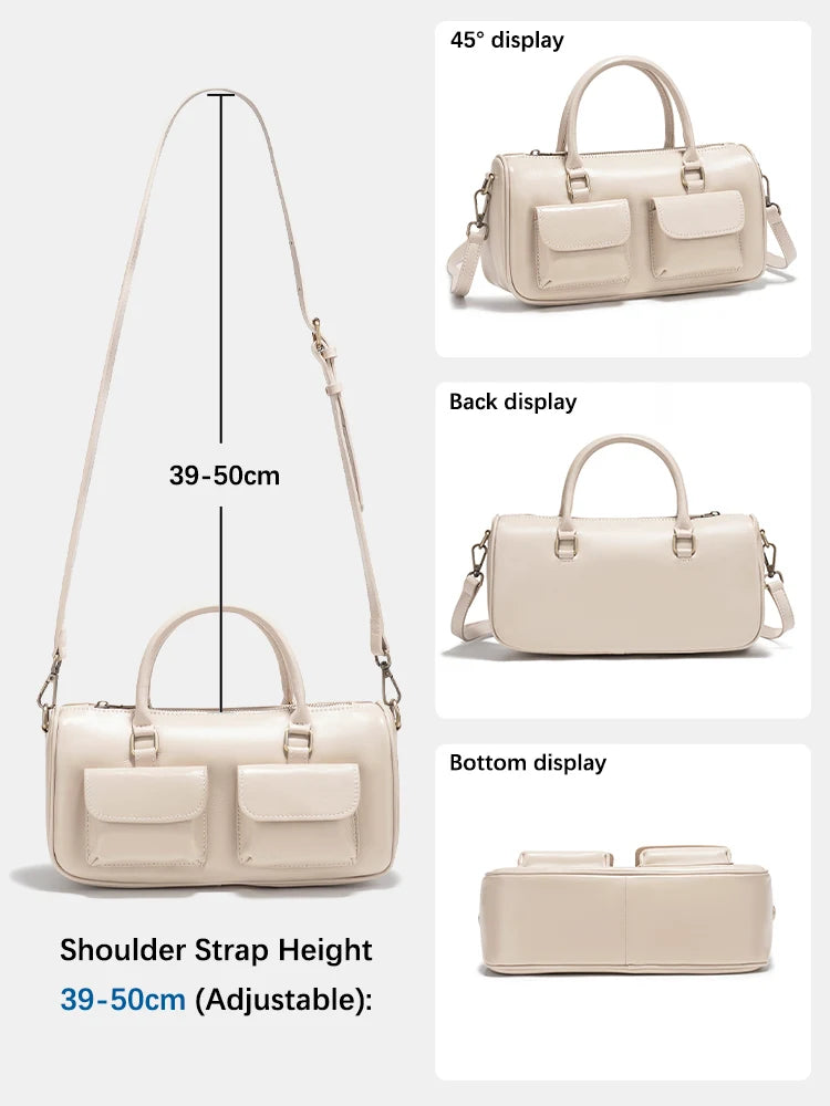 Zency Cowhide Leather Designer Handbag Women Shoulder Bag Multi-functional Crossbody Bags