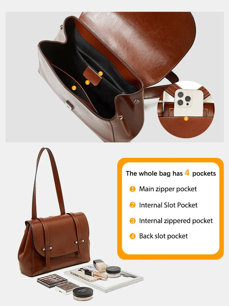 Zency Retro Women's Genuine Leather Handbag Female Shoulder Convertible Backpack
