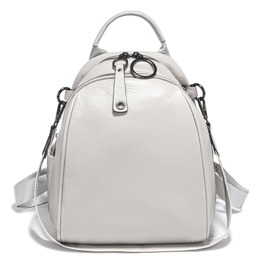 Zency Women's Soft Genuine Leather Travel Backpack Large Convertible Knapsack Multi-compartment