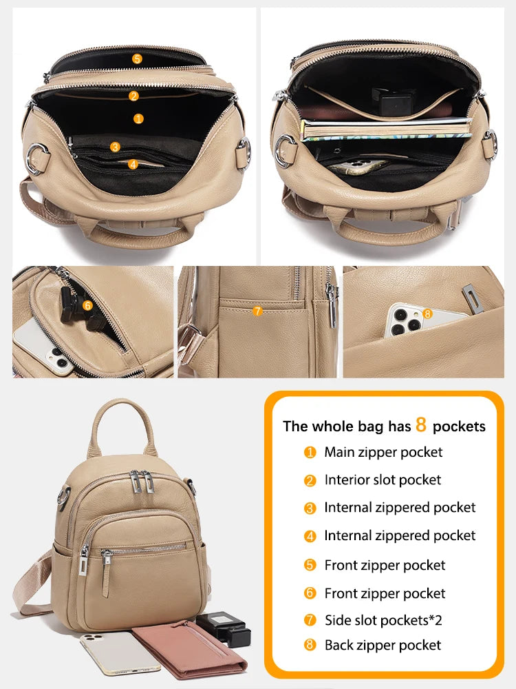 Zency Fashion Leather Knapsack Convertible Shoulder Bag
