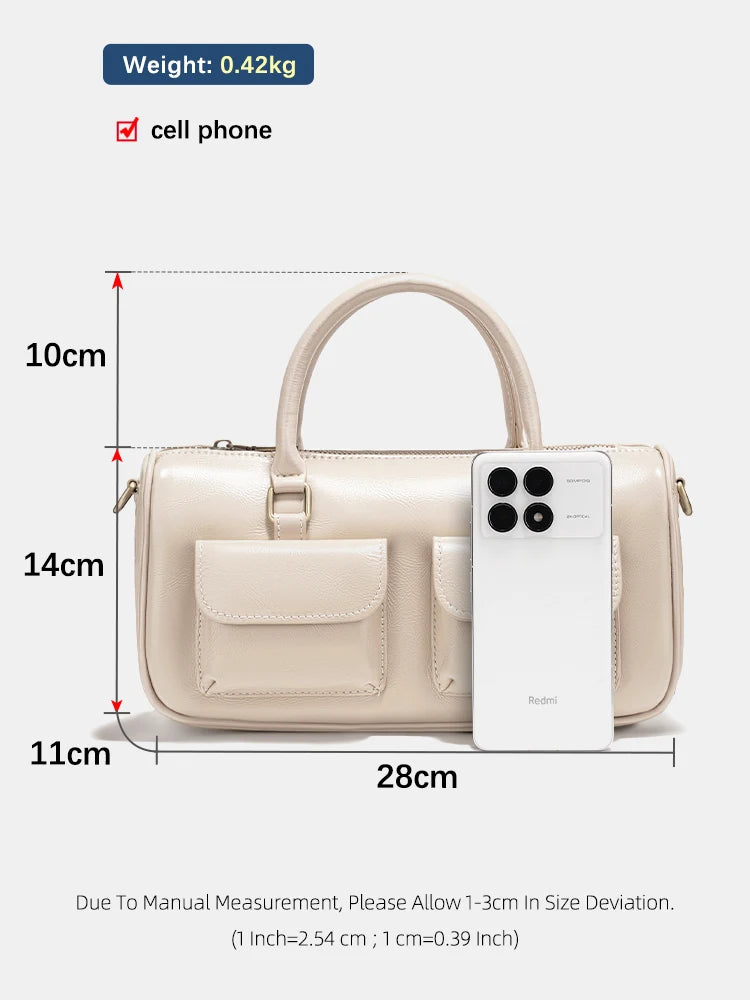 Zency Cowhide Leather Designer Handbag Women Shoulder Bag Multi-functional Crossbody Bags