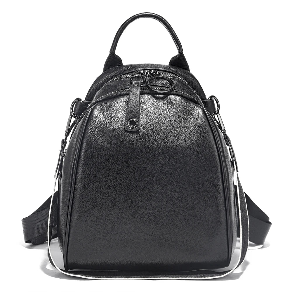 Zency Women's Soft Genuine Leather Travel Backpack Large Convertible Knapsack Multi-compartment