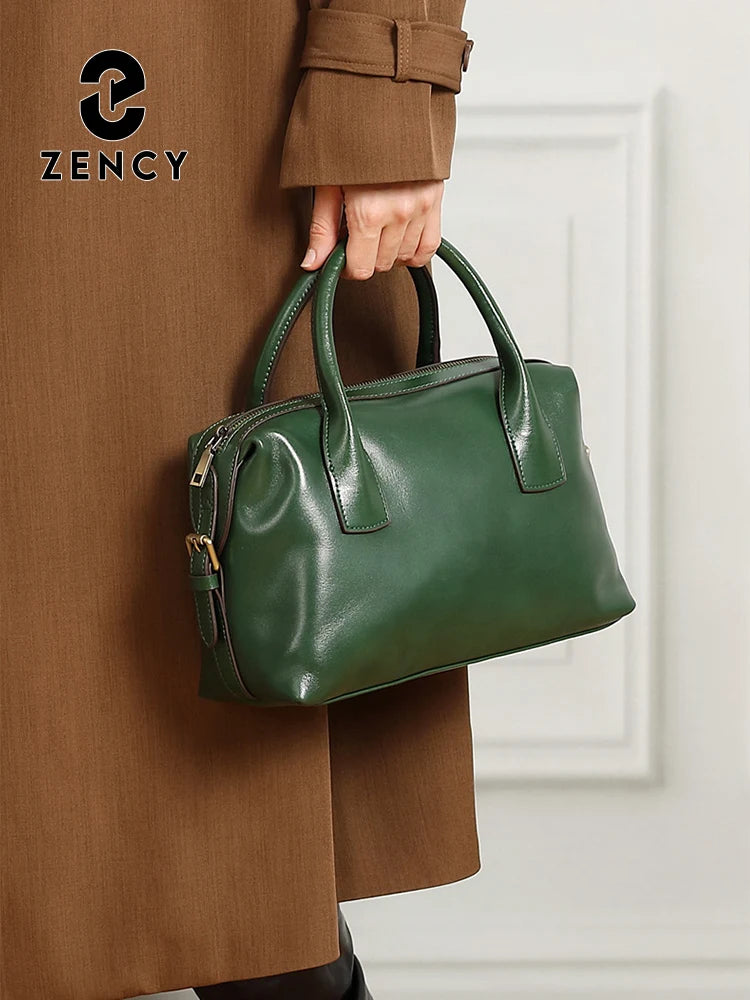 Zency Vintage Genuine Leather Top-handle Bag For Women Shoulder Handbag Crossbody