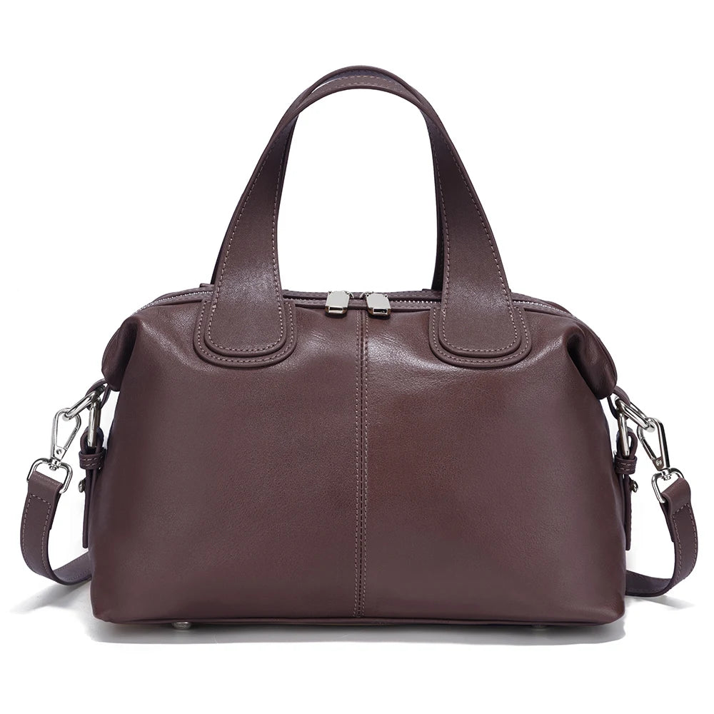 Zency Genuine Leather Top-handle Bag For Women Stylish Boston Bag