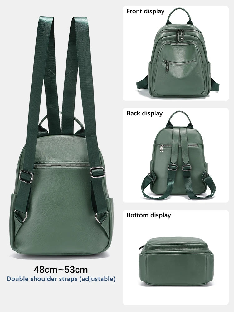 Zency Genuine Leather Backpack For Women Large Capacity Travel Rucksack