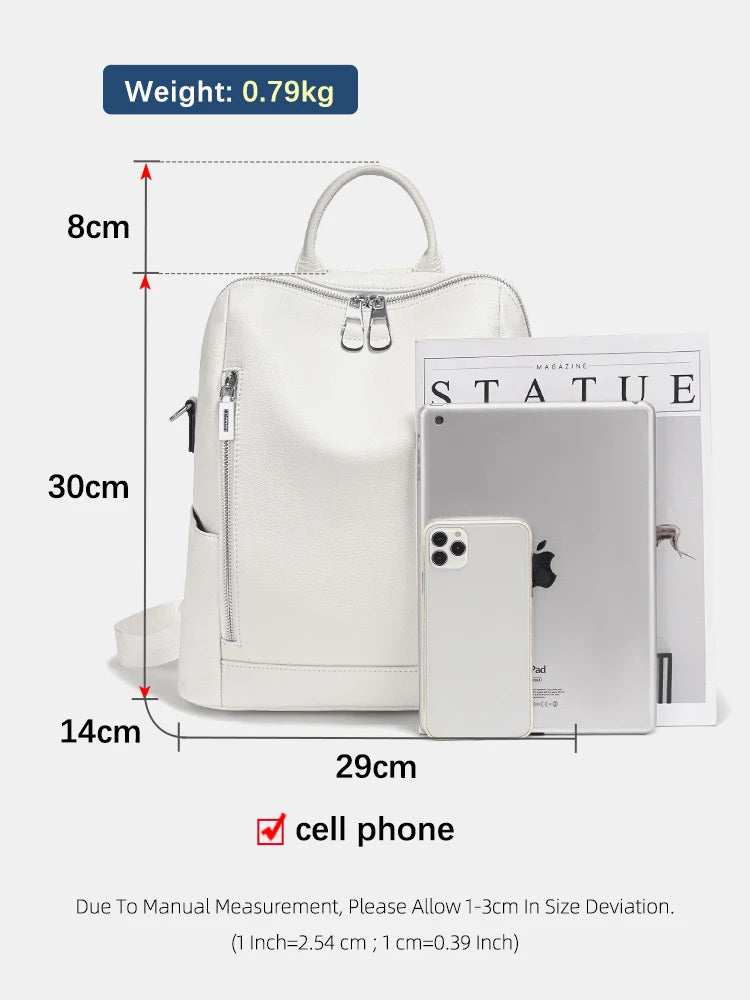 Zency Fashion Genuine Leather Backpack Convertible Shoulder Bag for Fall Winter