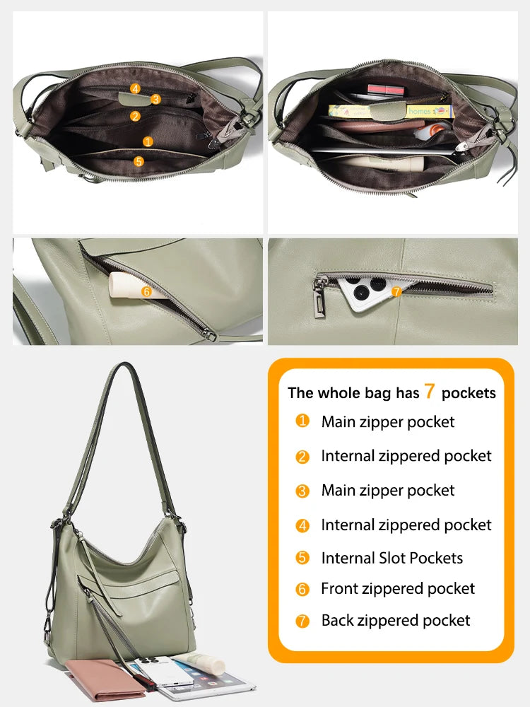 Zency Fashion Women Shoulder Bag Genuine Leather Large Handbag Backpacks Transformer Bag