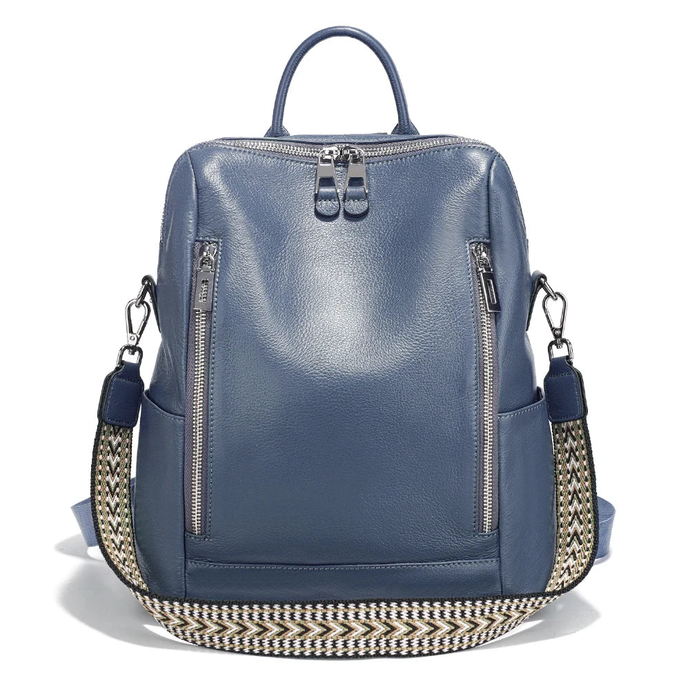 Zency Fashion Genuine Leather Backpack Convertible Shoulder Bag for Fall Winter