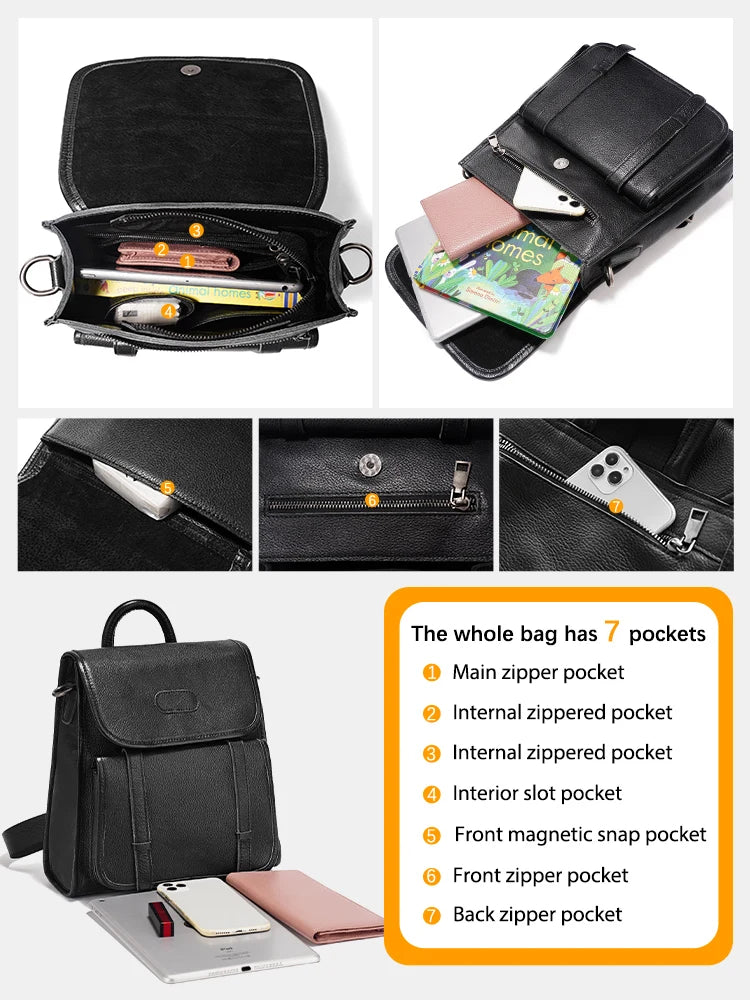 Zency Genuine Leather Leather Backpack for Women with cover