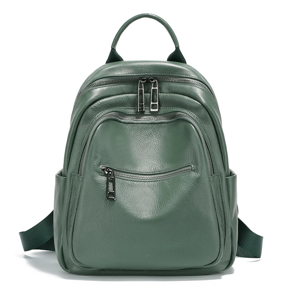 Zency Genuine Leather Backpack For Women Large Capacity Travel Rucksack