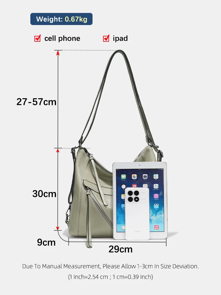 Zency Fashion Women Shoulder Bag Genuine Leather Large Handbag Backpacks Transformer Bag