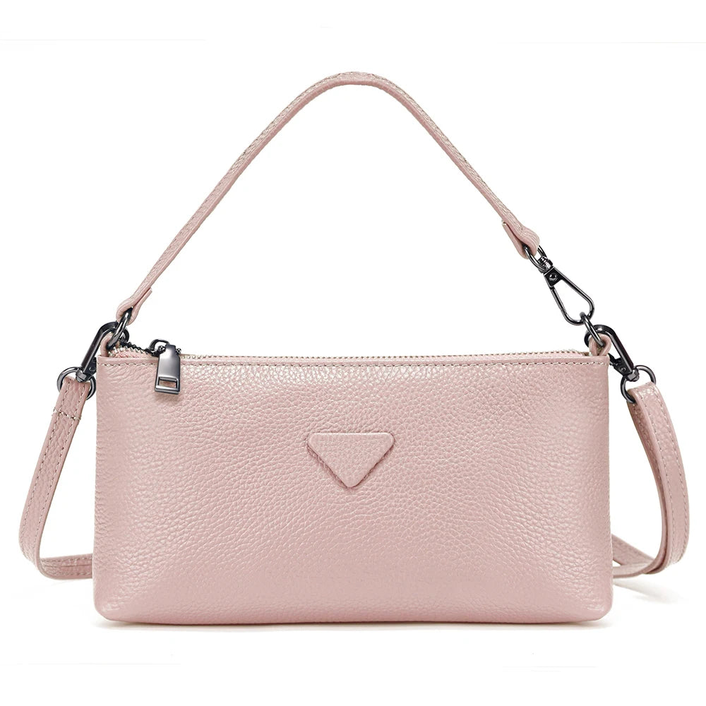 Zency Genuine Leather Cowhide Handbag Solid Color Shoulder Bag for Women