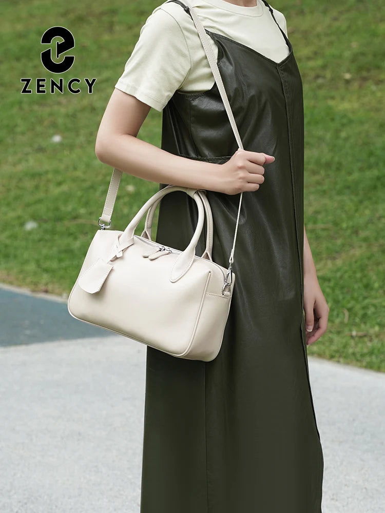 Zency Genuine Leather Vintage Designer Handbag For Women Large Capacity Shoulder Bag