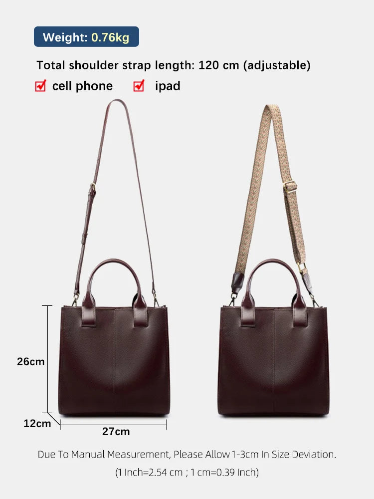 Zency Genuine Leather New Shoulder Bag Large Capacity Shopper Women Luxury Casual Handbag