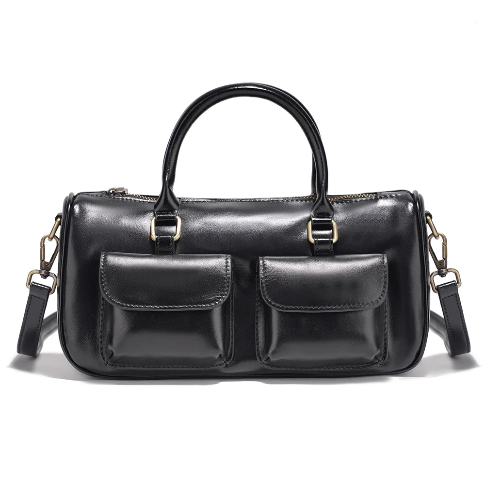 Zency Cowhide Leather Designer Handbag Women Shoulder Bag Multi-functional Crossbody Bags