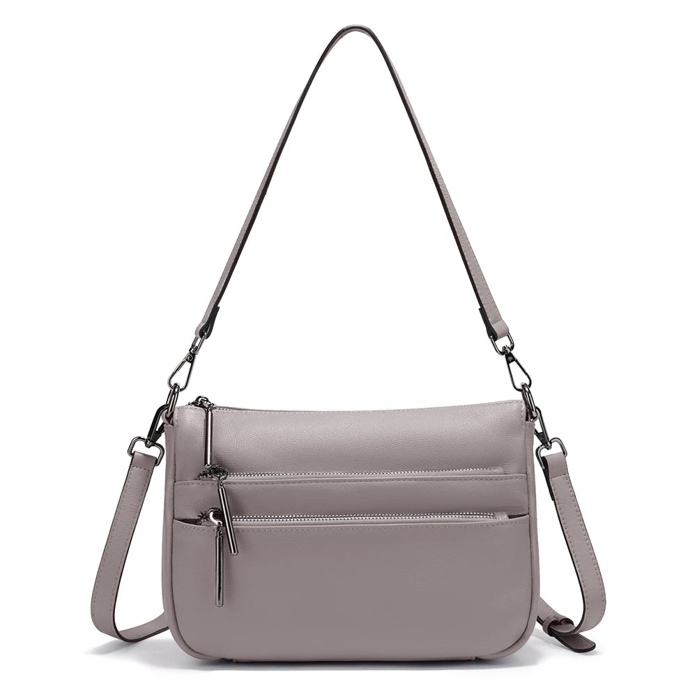 Zency Simple Handbag for Women Genuine Leather Crossbody Designer