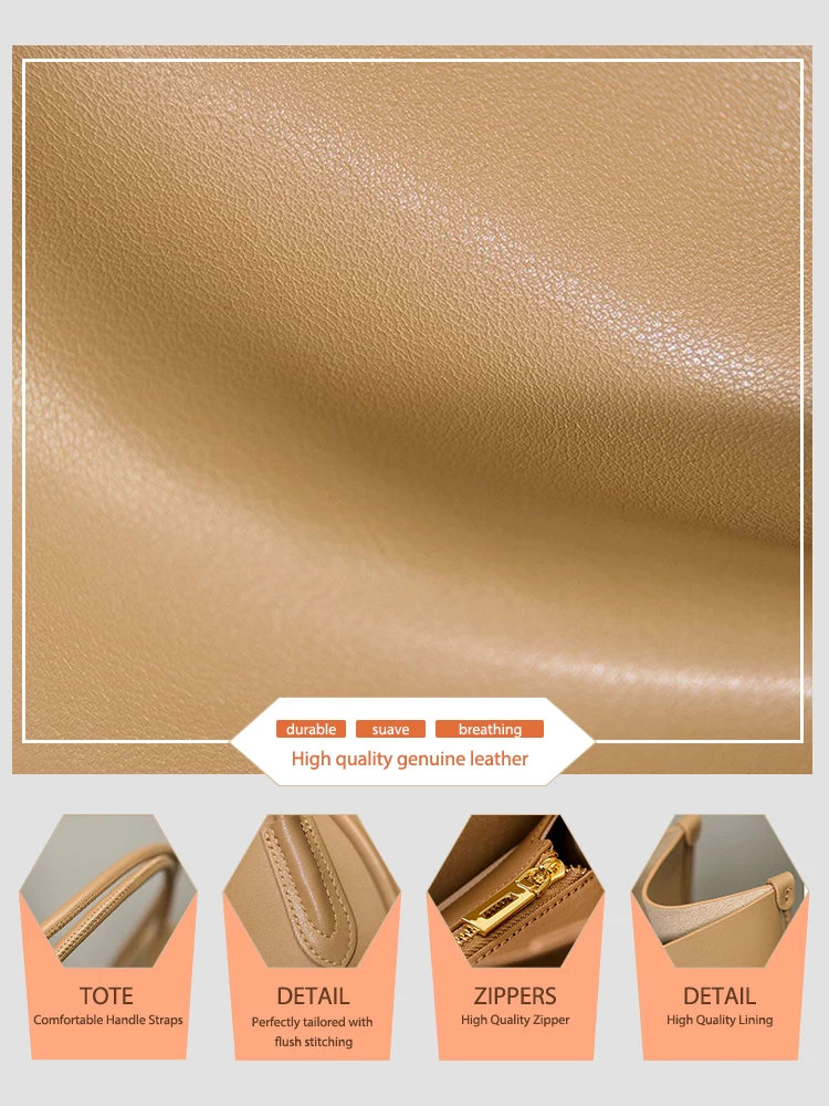 Fashion Women OL Handbag Genuine Leather Ladies Shoulder Big Tote Bag Large Capacity