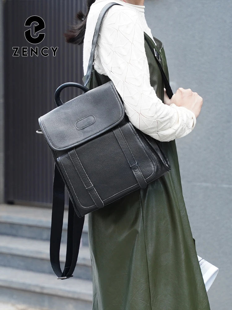 Zency Genuine Leather Leather Backpack for Women with cover