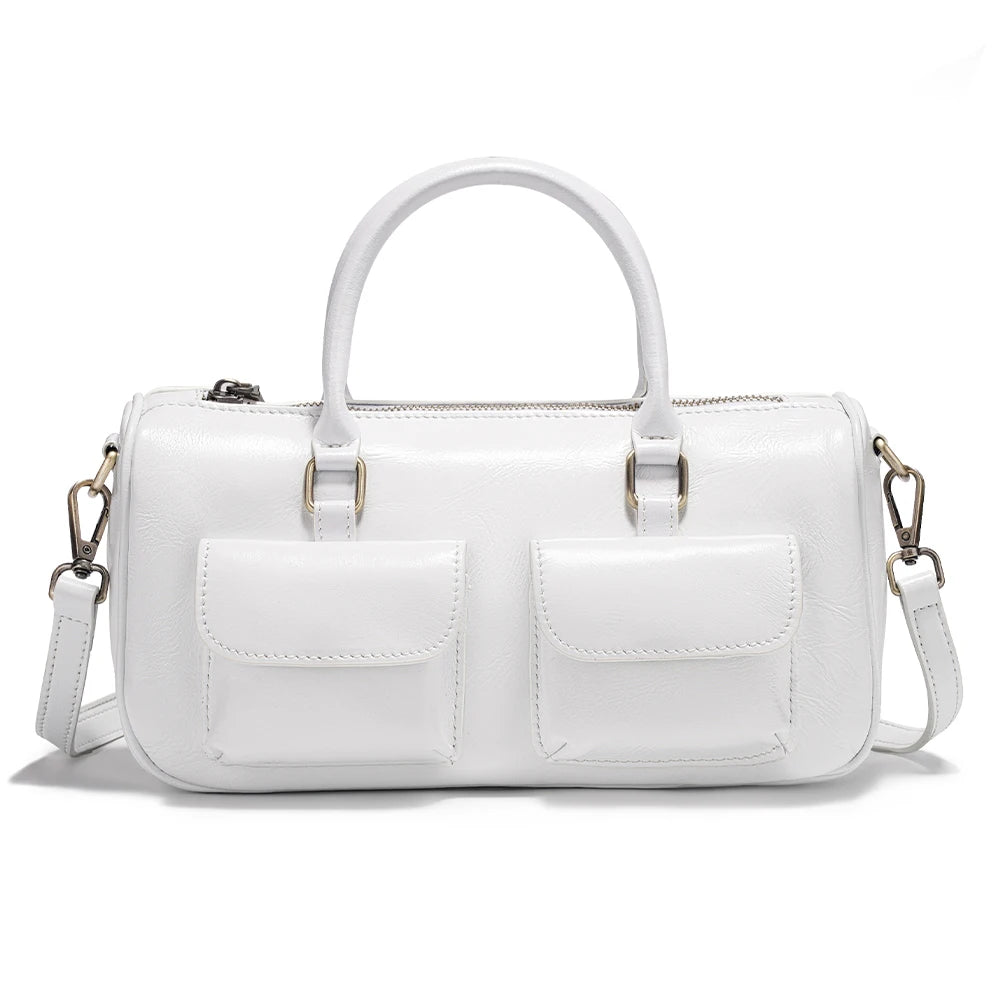 Zency Cowhide Leather Designer Handbag Women Shoulder Bag Multi-functional Crossbody Bags