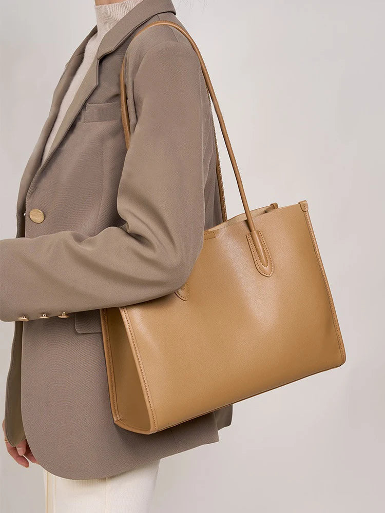 Fashion Women OL Handbag Genuine Leather Ladies Shoulder Big Tote Bag Large Capacity