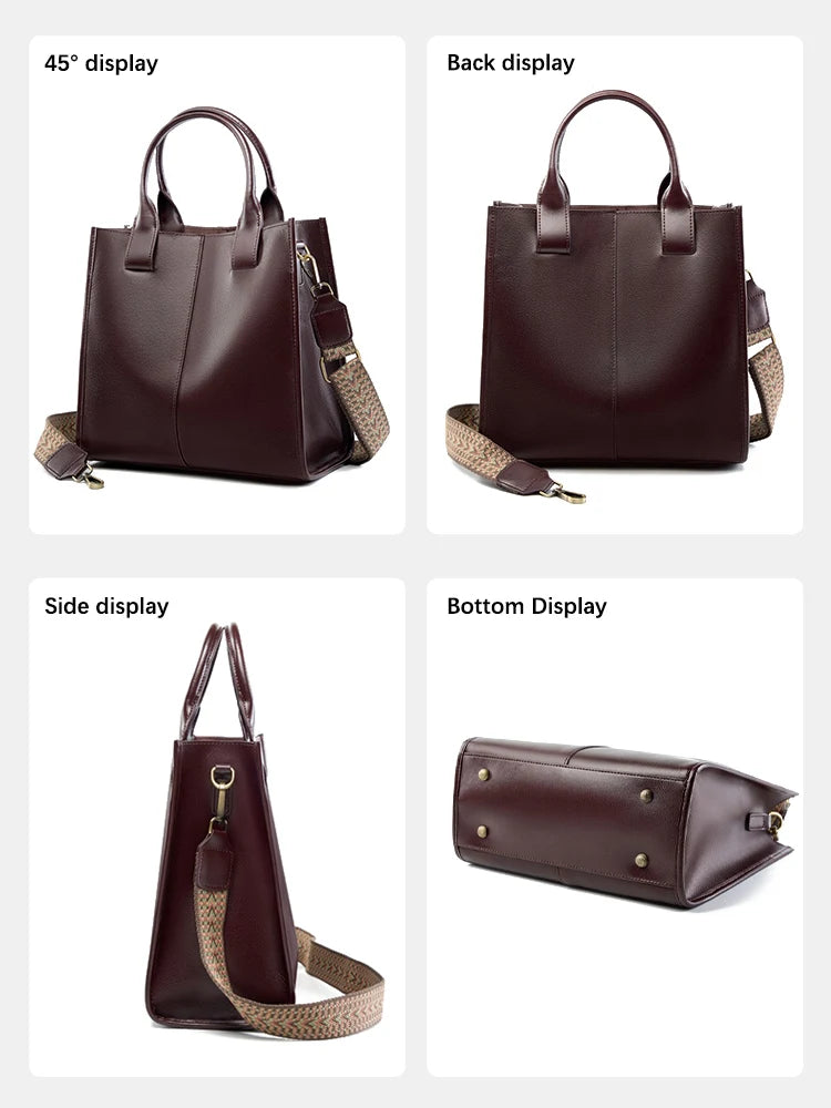Zency Genuine Leather New Shoulder Bag Large Capacity Shopper Women Luxury Casual Handbag