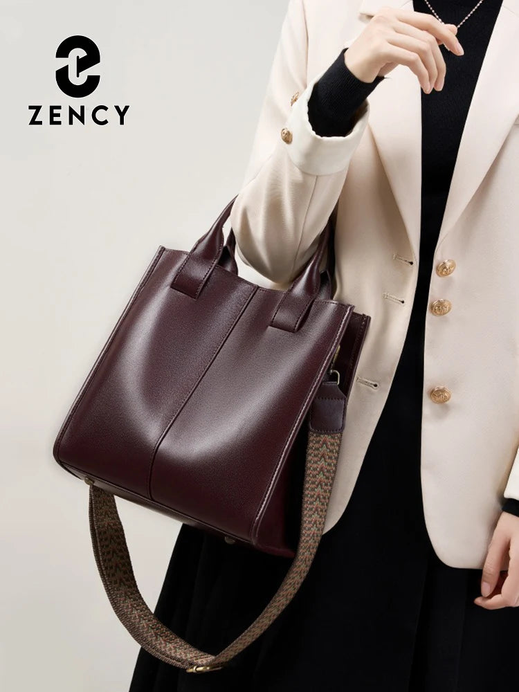 Zency Genuine Leather New Shoulder Bag Large Capacity Shopper Women Luxury Casual Handbag