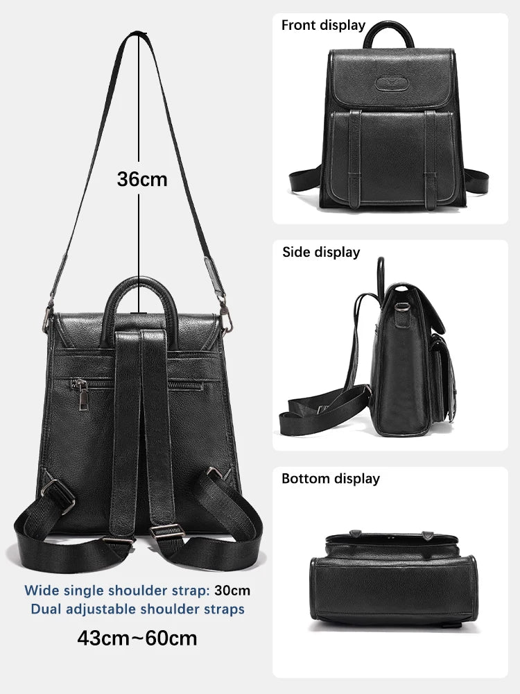 Zency Genuine Leather Leather Backpack for Women with cover