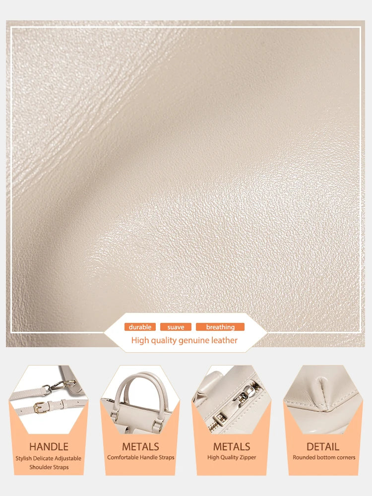 Zency Cowhide Leather Designer Handbag Women Shoulder Bag Multi-functional Crossbody Bags