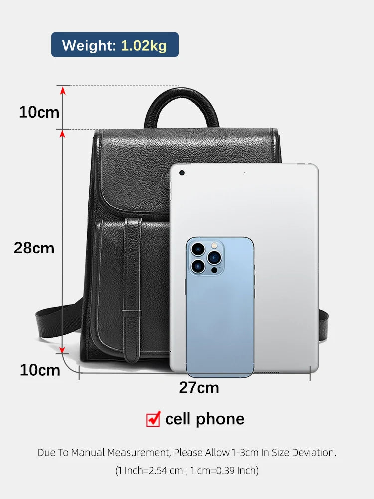 Zency Genuine Leather Leather Backpack for Women with cover