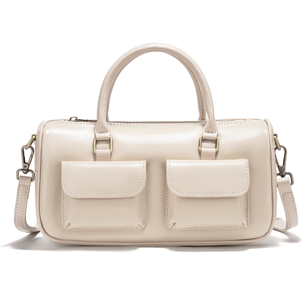 Zency Cowhide Leather Designer Handbag Women Shoulder Bag Multi-functional Crossbody Bags